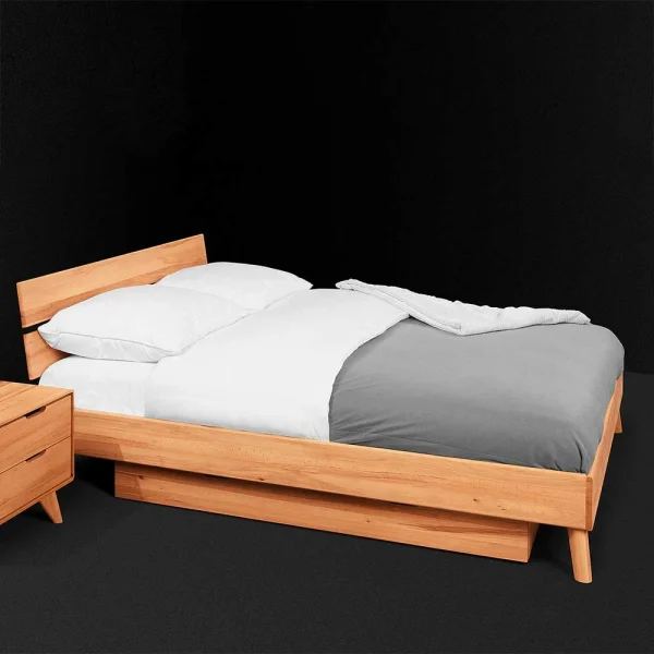 Geöltes Kernbuche Bett 210cm Lang – Junola III 1