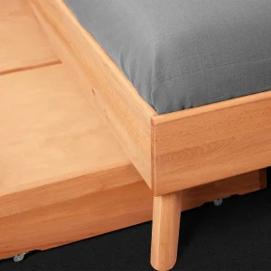 Kernbuche Naturholz Einzelbett 220cm Lang – Junola 13