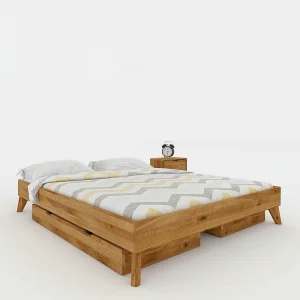 Kopfteilloses Wildeiche Ehebett Mit Bettkasten – Eavy 10