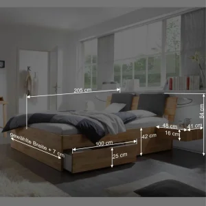 Massivholz-Doppelbett Brodivana Mit Bettschubladen 18