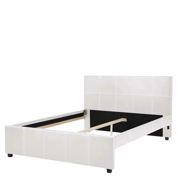 Modernes Kunstlederbett In Creme – Ilunato 3