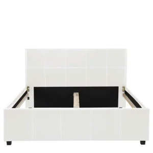 Modernes Kunstlederbett In Creme – Ilunato 12