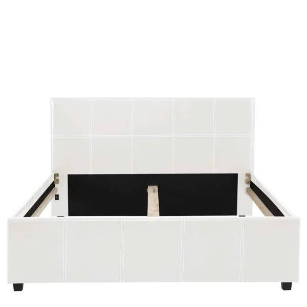 Modernes Kunstlederbett In Creme – Ilunato 4