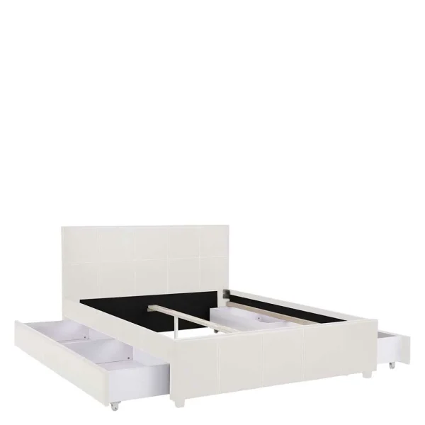 Modernes Kunstlederbett In Creme – Ilunato 5