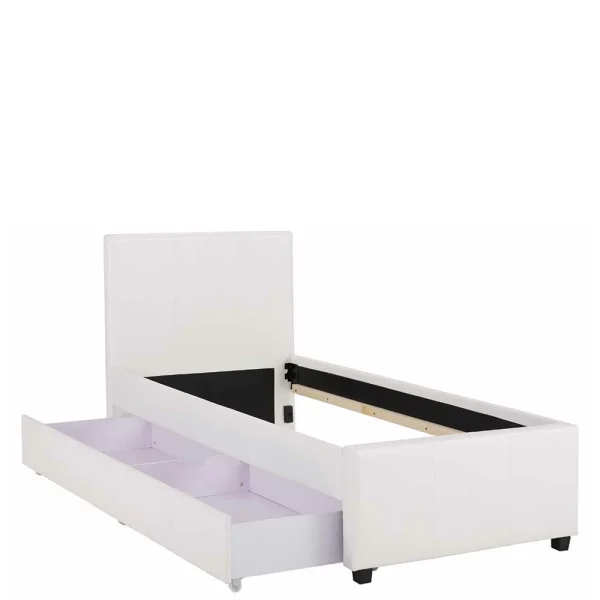 Modernes Kunstlederbett In Creme – Ilunato 6