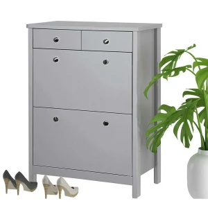 Scandi Chic Schuhschrank In Grau Lackiert – Midland 6